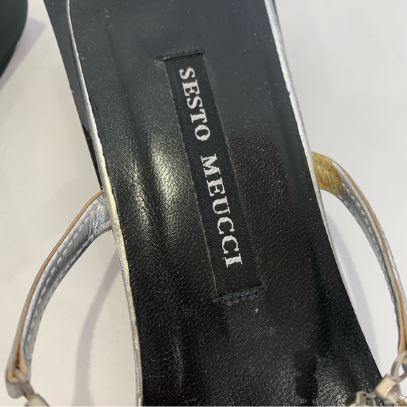 Sesto Meucci size 9 rhinestone sandals in stunning silver with unique heel - Picture 9 of 16